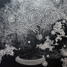 樹的風景VIII    2013 木刻版畫、油印手工棉紙 123.5×44cm-大美無言藝術空間